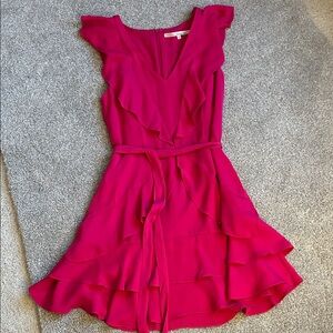 RACHEL Rachel Roy Vibrant Pink Ruffled Mini Dress